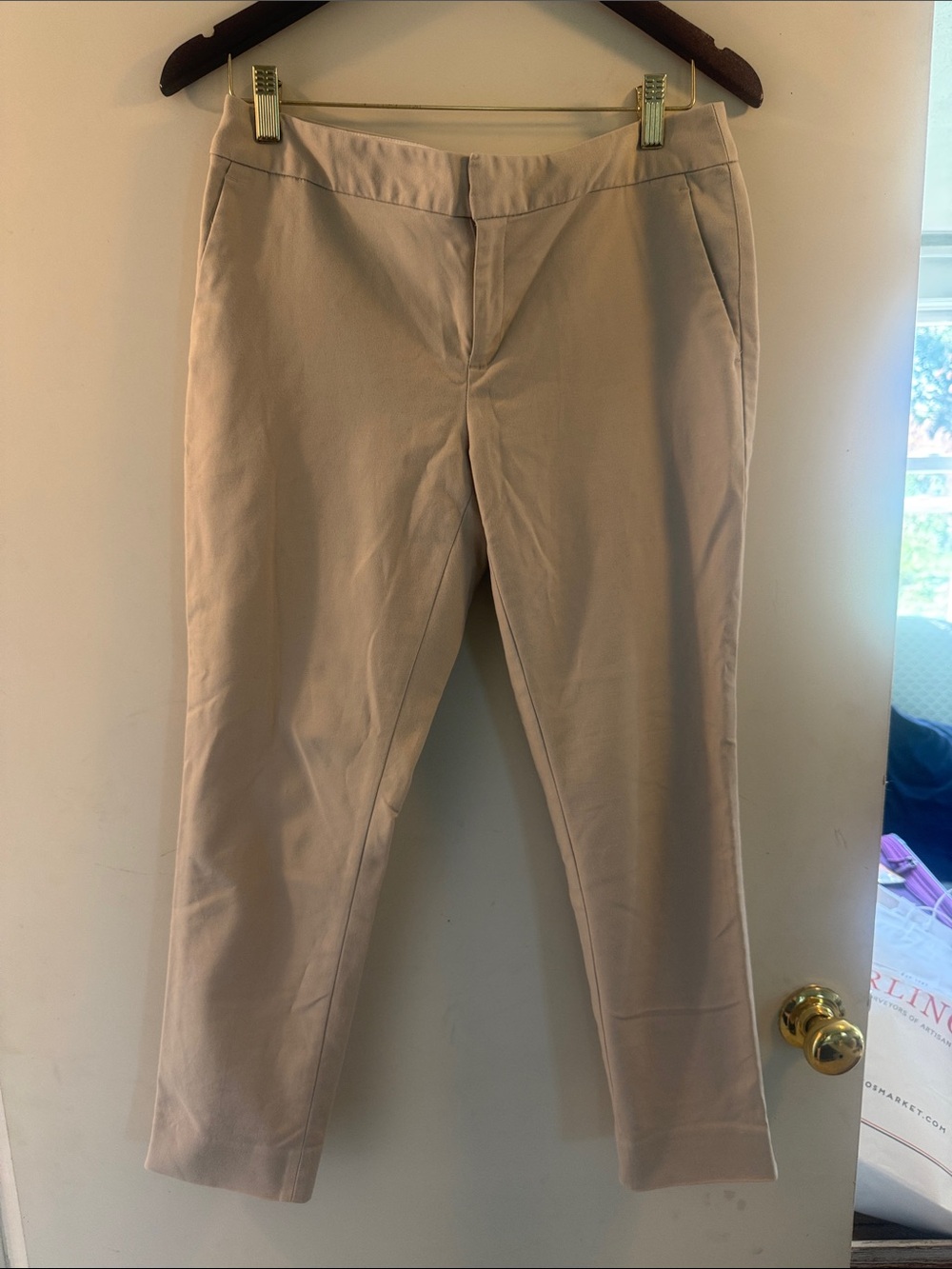 Banana Republic Women Light Beige Tan Slim Straight Chino Pants Hampton Fit Sz 6